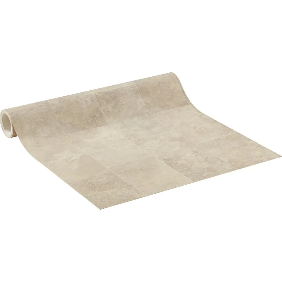 Kwantum Vinyl Vloeren*Vinyl Travis Beige Tegellook Je berekent hoeveel meters je nodig hebt door lengte en breedte in te vullen